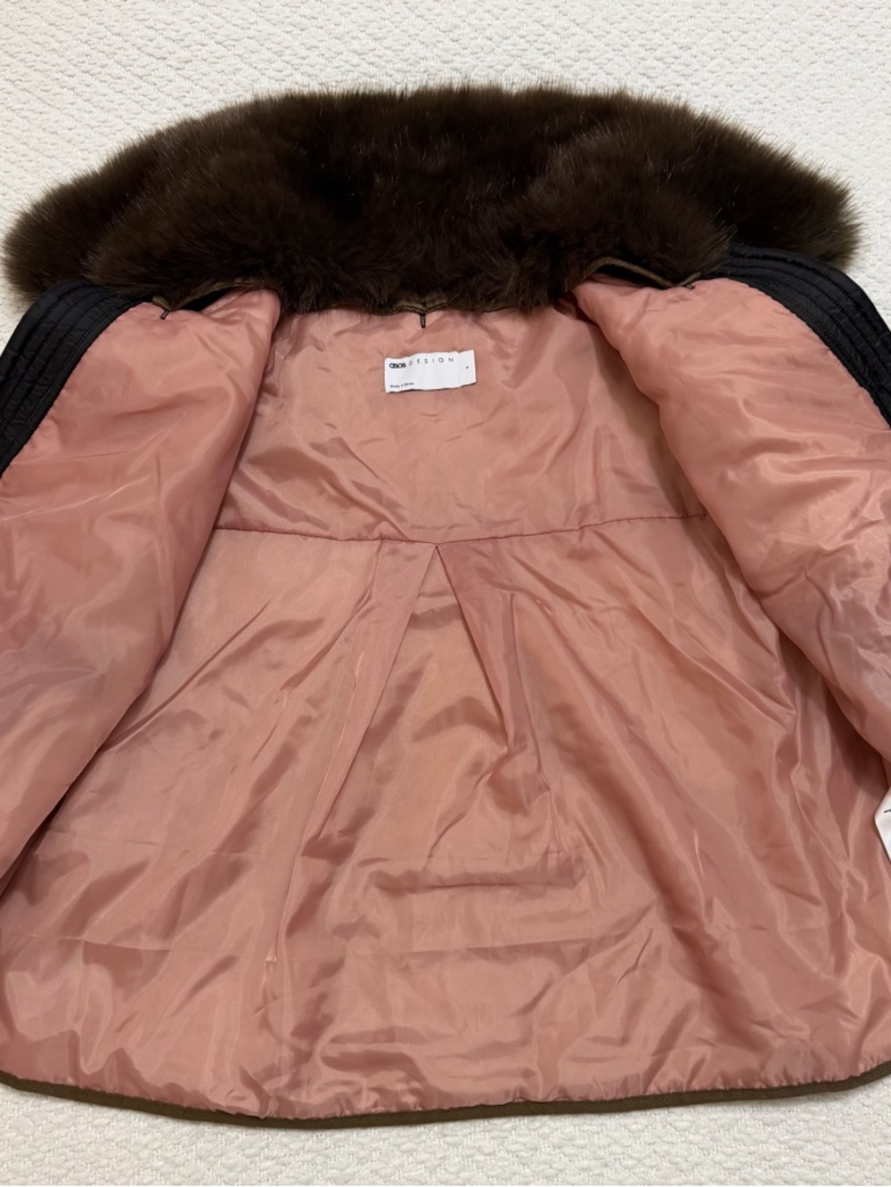 Asos Design Quilted Hybrid Teddy Collarless Jacket Mocha Women’s Size Small Chic - Picture 10 of 12